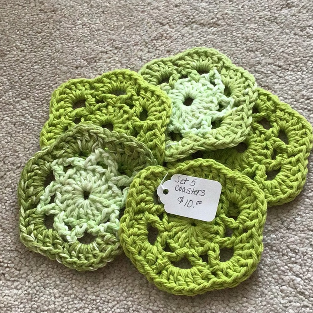 Kitchen Coaster Set #5 Handmade Crochet All Cotton